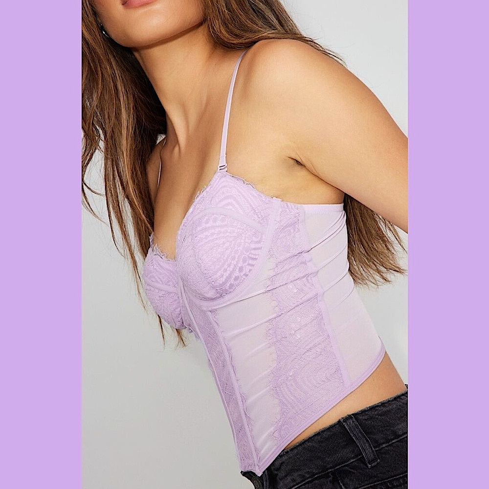 NWT Garage Purple Chrishell Lace Mesh Bustier - Picture 6 of 16